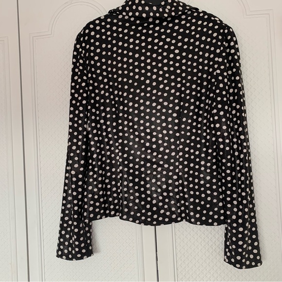 Joseph Ribkoff | Black and White Polka Dot Shiny Jacket sz 8 - Picture 3 of 8